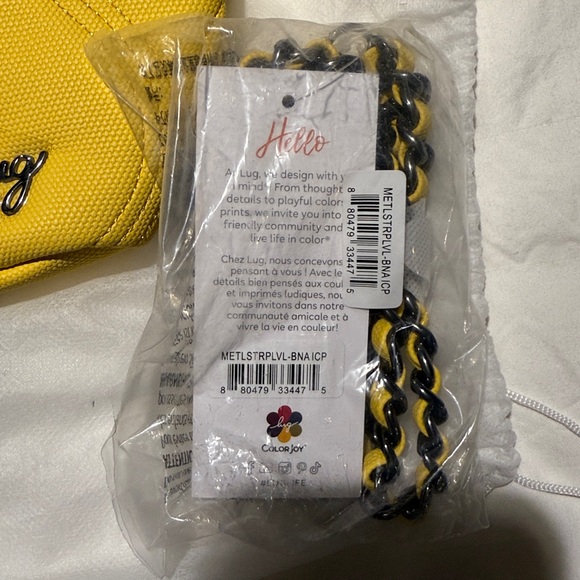 Lug Banana Yellow Bundle Volley Zip Pouch & Chain Strap Matte Luxe NWT - Picture 5 of 13